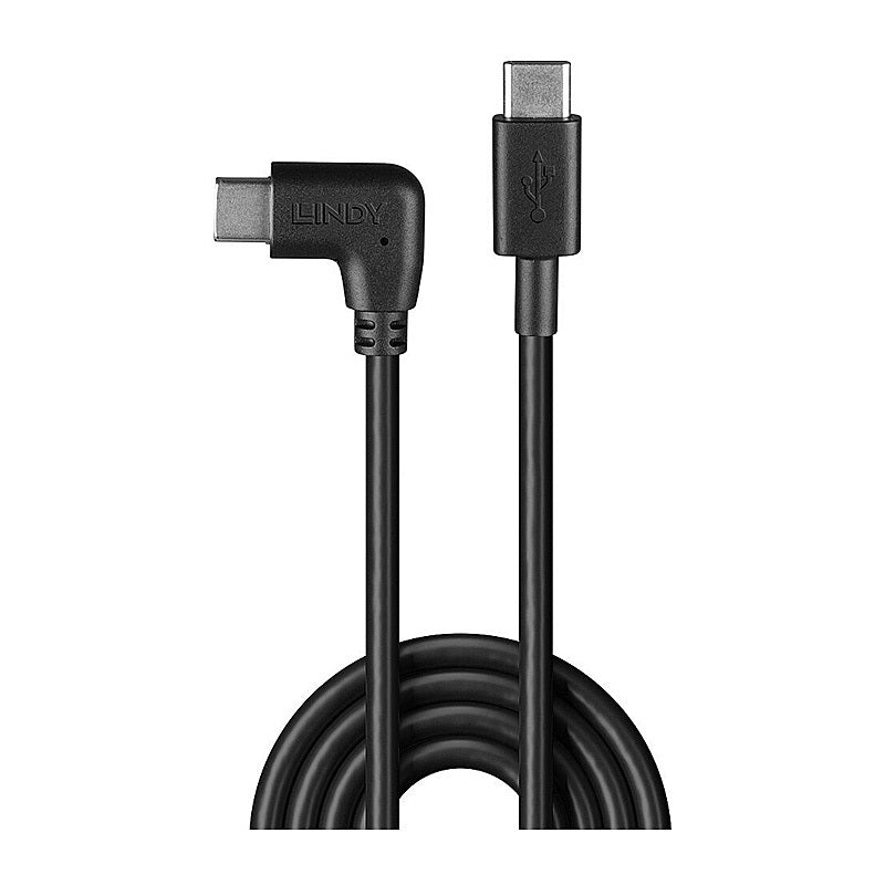 Lindy 0.5m Right Angle USB-C Cable (90-Degree) Lindy