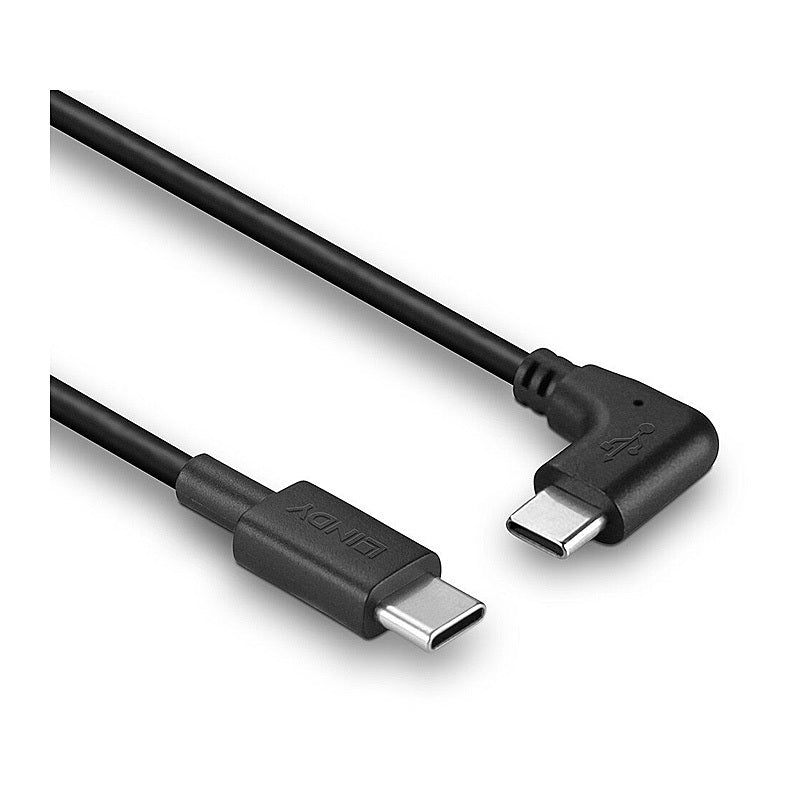 Lindy 0.5m Right Angle USB-C Cable (90-Degree) Lindy