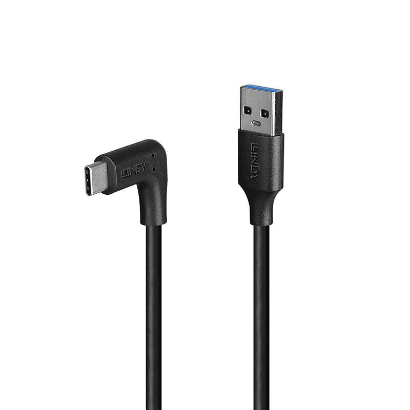 LINDY 0.5m USB A to C Right Angle Cable - 10Gbps High-Speed Data Lindy