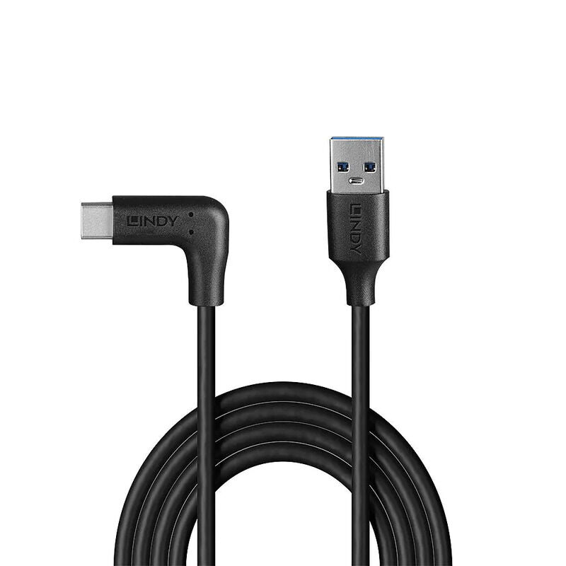 LINDY 0.5m USB A to C Right Angle Cable - 10Gbps High-Speed Data Lindy