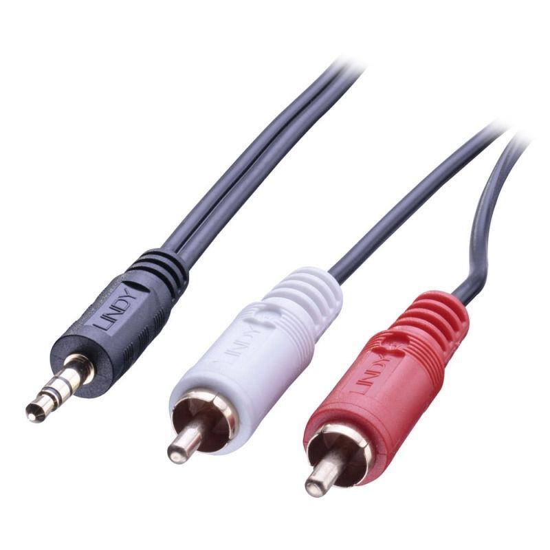 Premium 3.5mm to RCA Stereo Audio Cable - Gold Plated Lindy