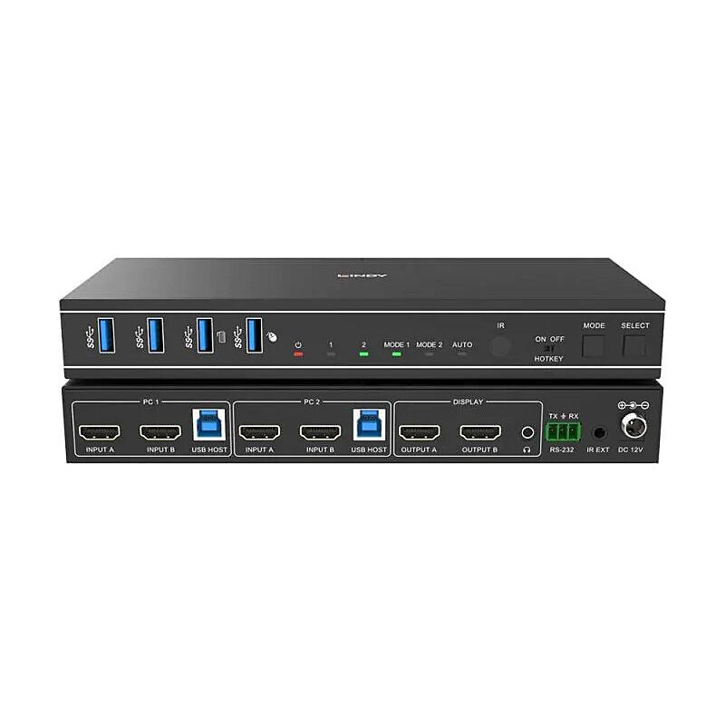 Lindy 2-Port Dual Monitor HDMI 4K KVM Switch with USB 3.0 Lindy