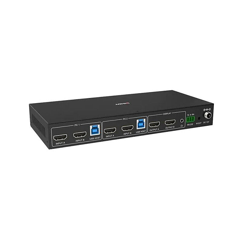 Lindy 2-Port Dual Monitor HDMI 4K KVM Switch with USB 3.0 Lindy