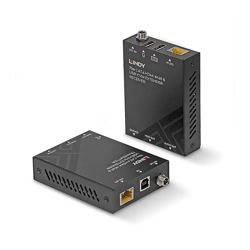 Lindy 4K60 HDMI KVM Extender: Control PC 70m Over CAT6, USB & Audio Lindy