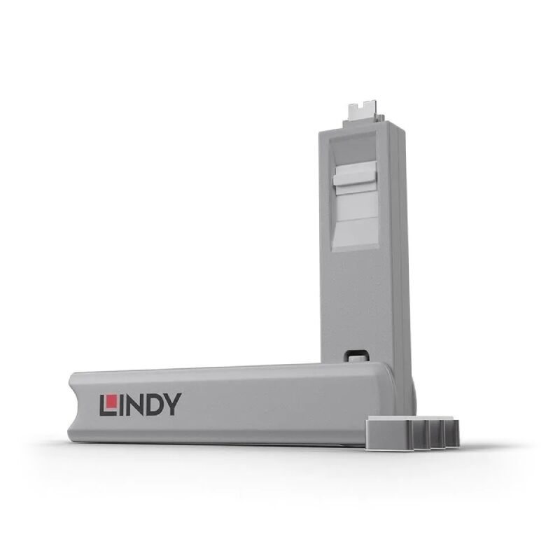 LINDY Pink USB-C Port Blocker Kit - 4 Pack with Key Lindy