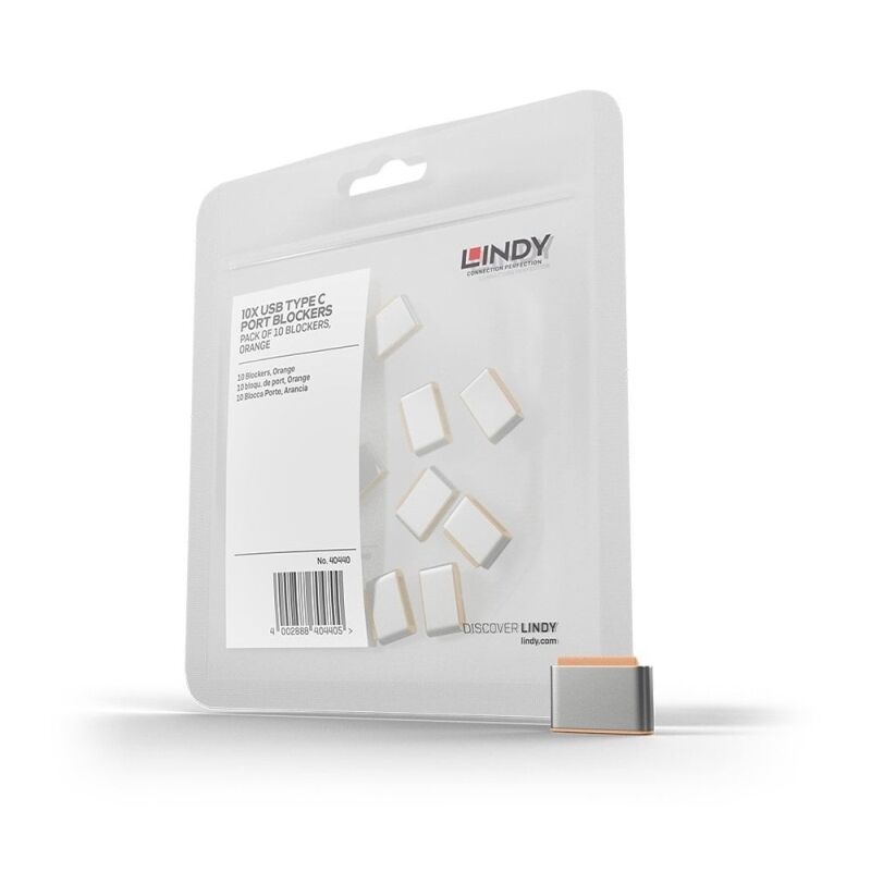 Orange USB-C Port Blockers (10 Pack) - Secure Your Devices Lindy