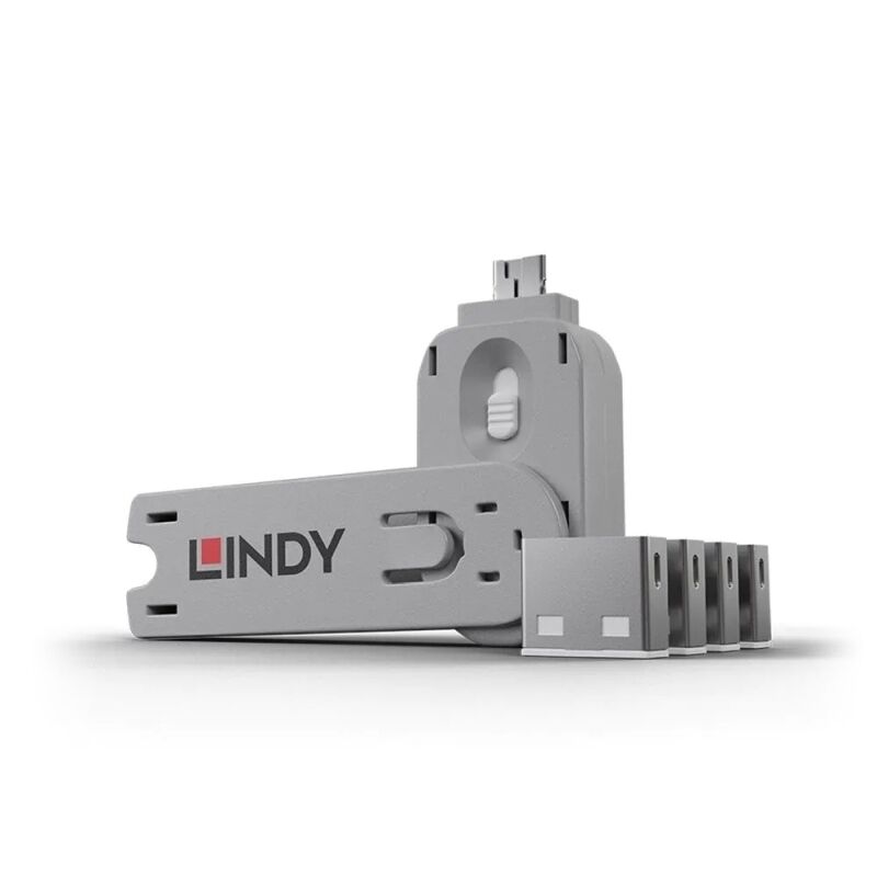 USB Port Blocker Kit - Prevent Unauthorized Access (1 Key, 4 Locks) Lindy