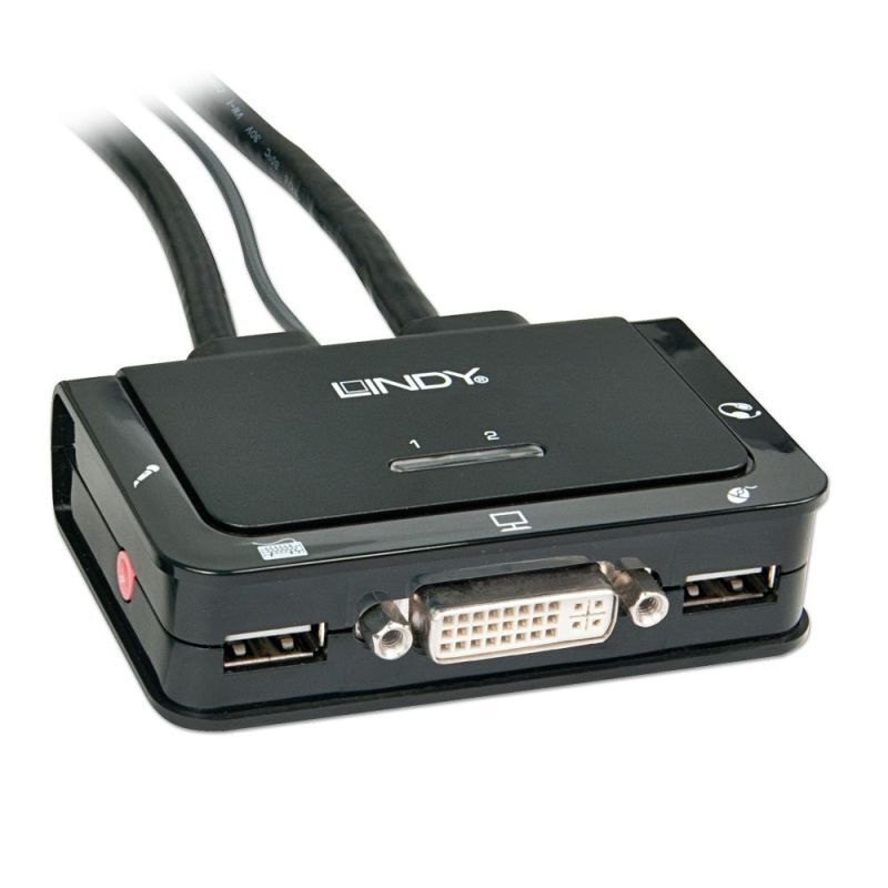 Lindy Compact 2 Port DVI KVM Switch for 2 PCs Lindy