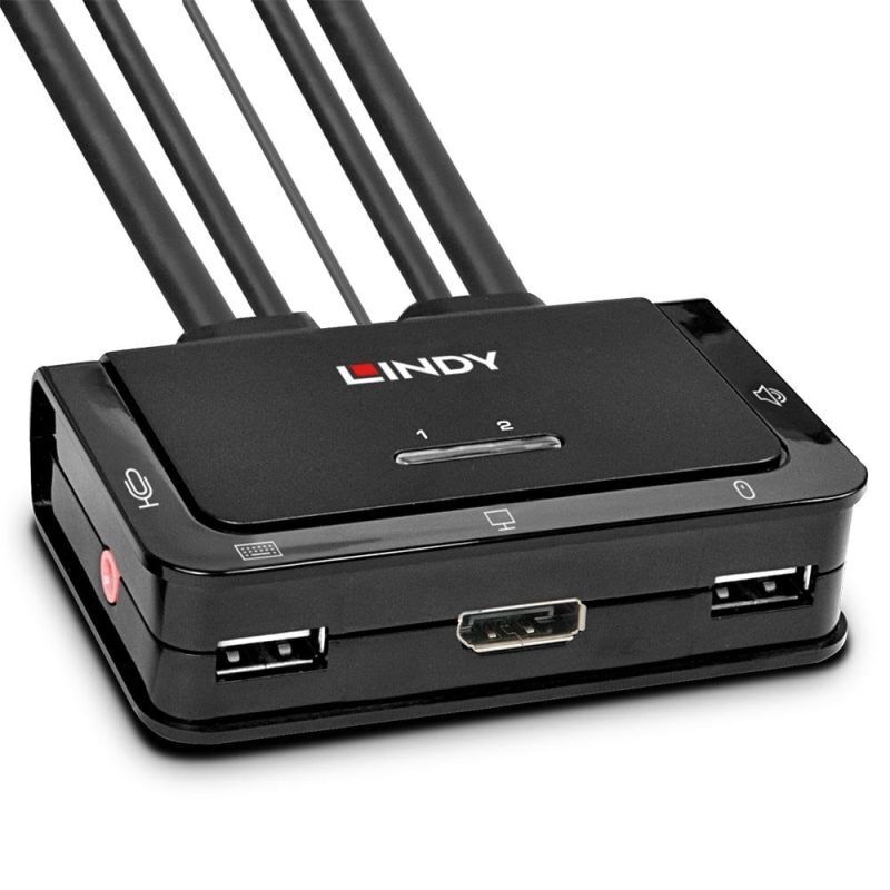 Lindy 2-Port DisplayPort KVM Switch - USB & Audio Lindy