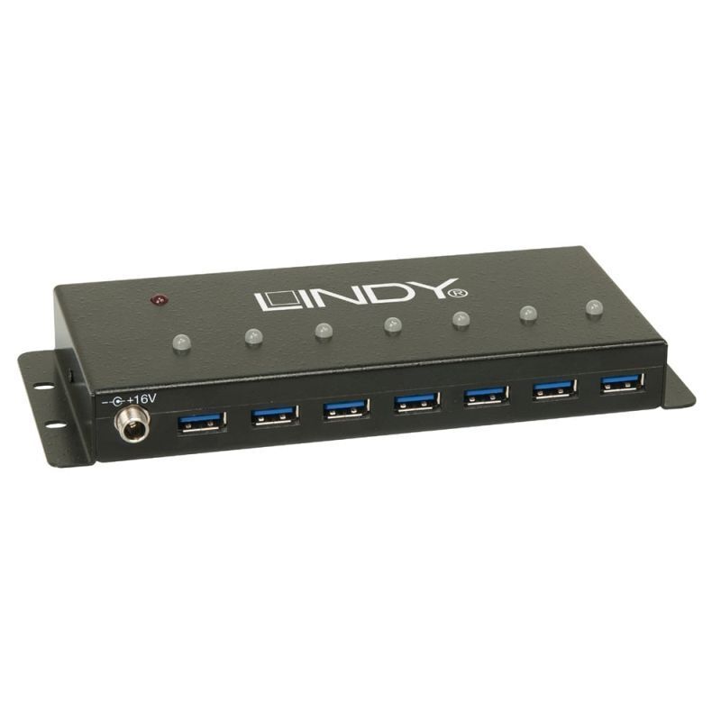 LINDY Industrial 7 Port USB 3.0 Hub - Rugged & Reliable Lindy