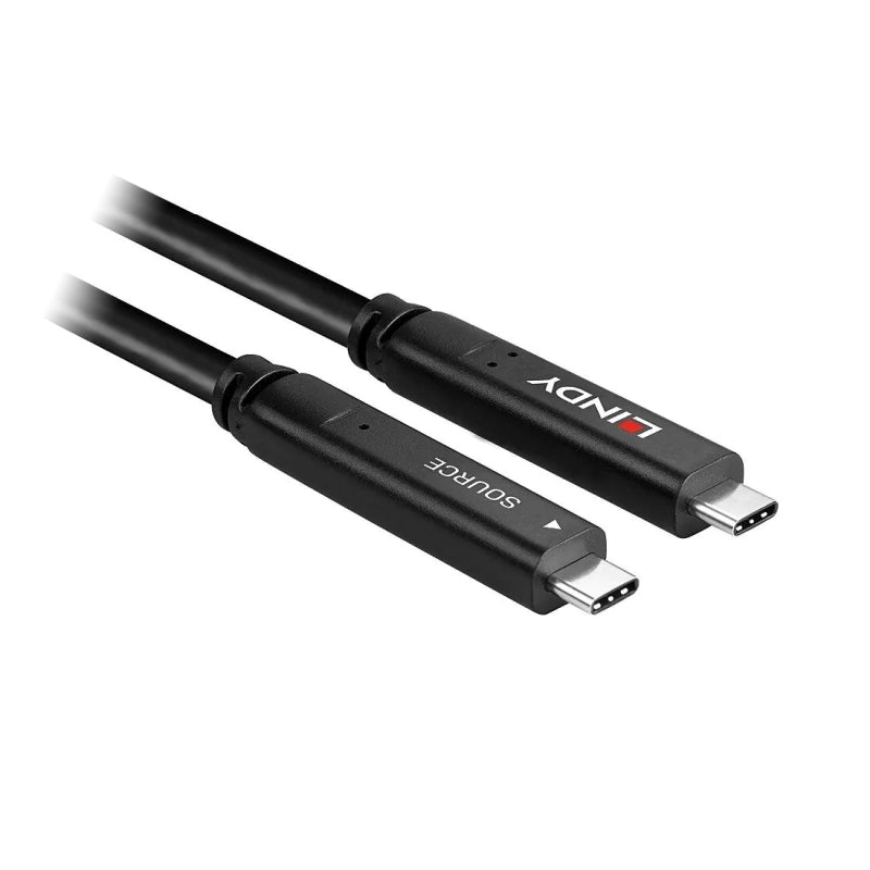 10m USB-C Hybrid Cable - DP 1.4 Video & USB 3.2 Data Lindy