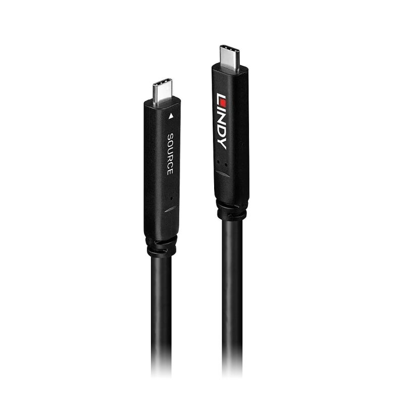10m USB-C Hybrid Cable - DP 1.4 Video & USB 3.2 Data Lindy