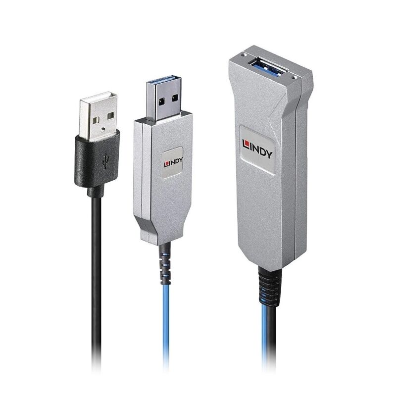 Lindy 30m Fibre Optic USB 3.0 Cable - High-Speed Long Distance Extension Lindy