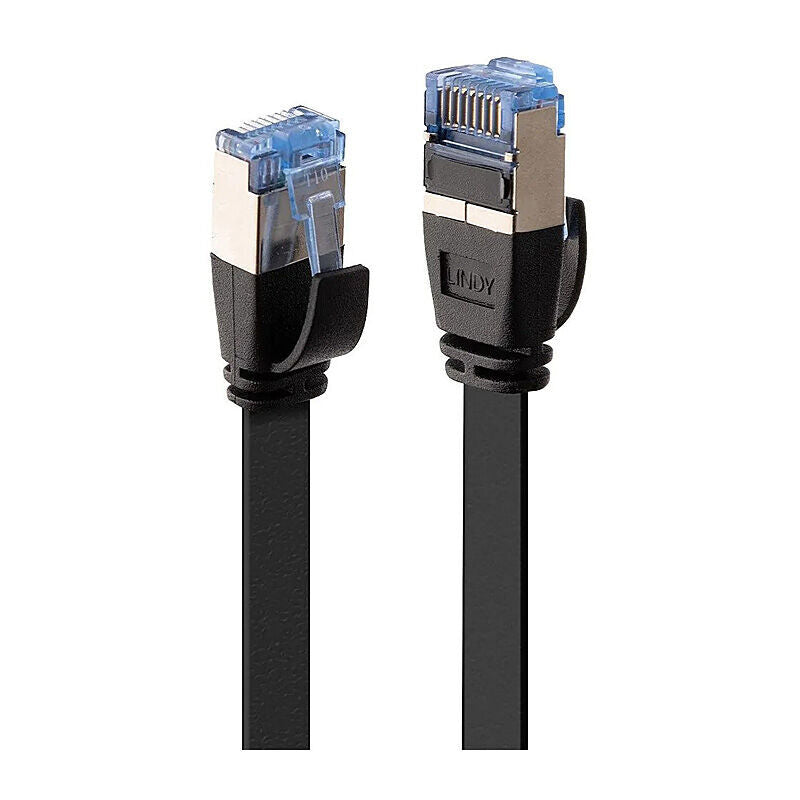 Lindy 0.3m CAT6A Flat Gigabit Ethernet Cable Black Lindy