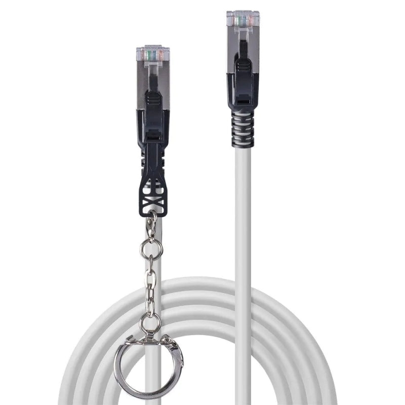 Lindy 0.5m CAT6A S/FTP Locking Network Cable - Grey Lindy