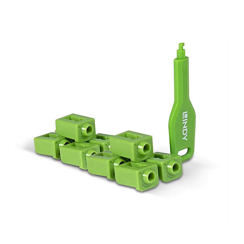 Lindy SFP Port Blocker Green (10-Pack + Key) Lindy