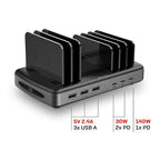 160W 6-Port USB Fast Charging Station for Multiple Devices Lindy