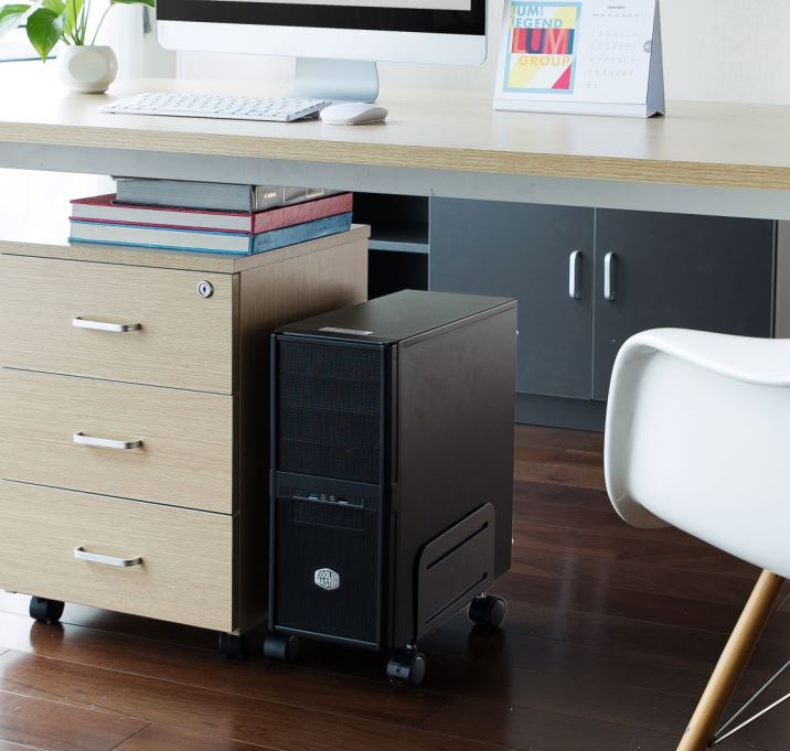 Adjustable Mobile ATX PC Case Stand with Wheels - Improves Airflow