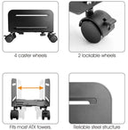 Adjustable Mobile ATX PC Case Stand with Wheels - Improves Airflow