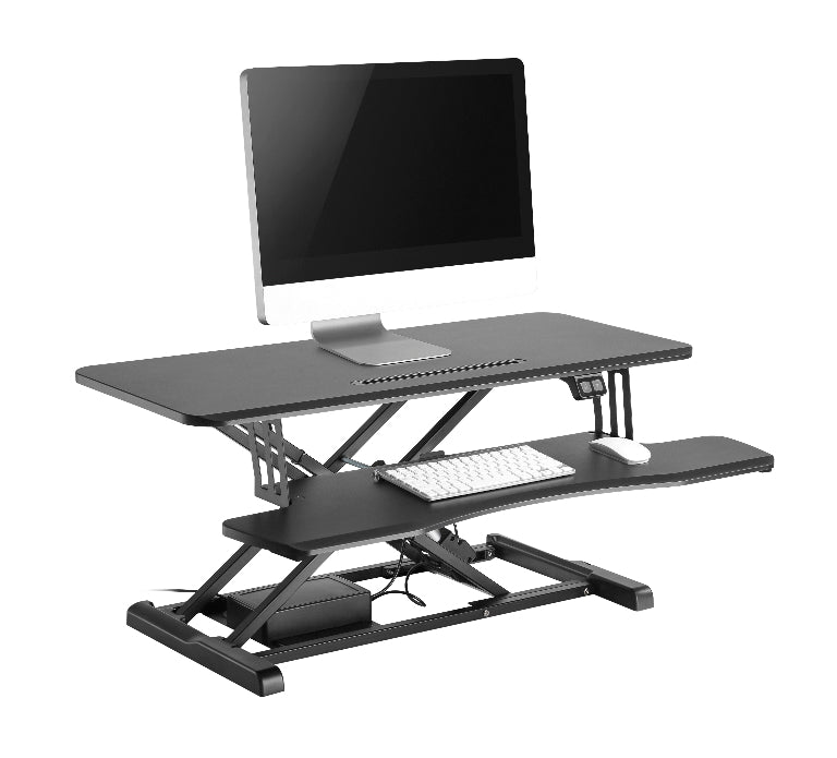 Brateck Electric Sit-Stand Desk Converter | Smooth Height Adjust & Keyboard Tray Brateck