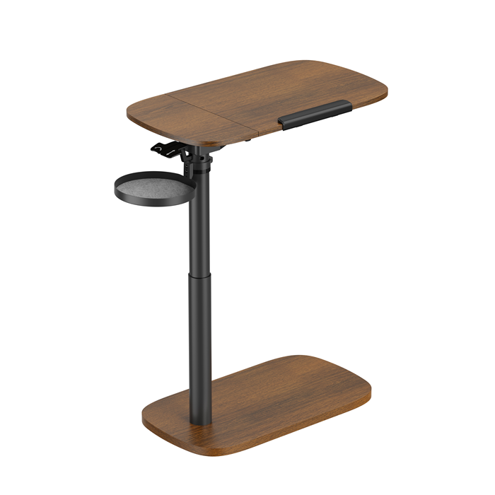 Brateck Gas-Lift Mobile Sit-Stand Side Table with Storage - Walnut Brateck