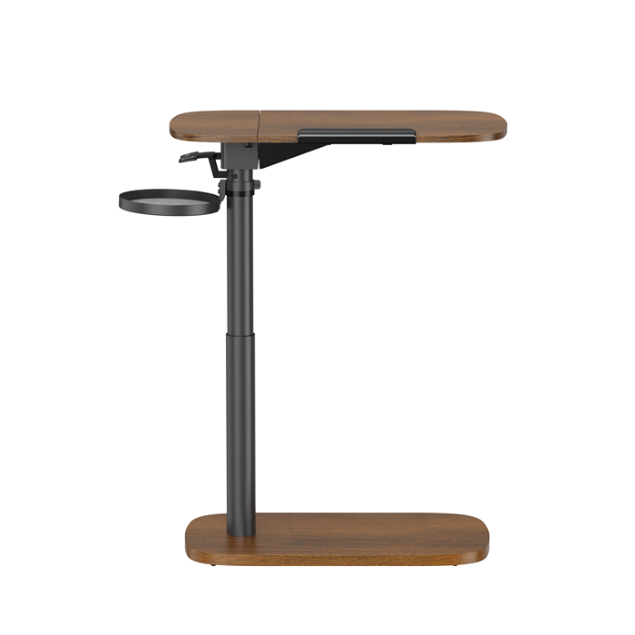 Brateck Gas-Lift Mobile Sit-Stand Side Table with Storage - Walnut Brateck
