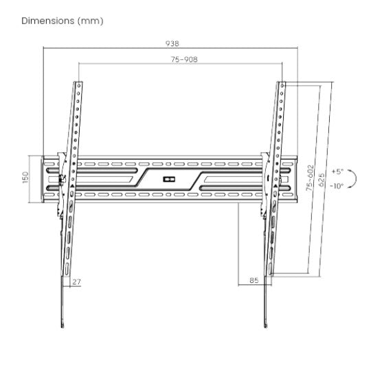 Brateck KL38-69T Heavy-Duty Tilting TV Wall Mount 43-100 Screens Brateck
