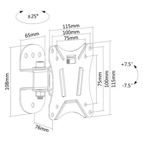 Adjustable Swivel & Tilt TV Wall Mount for 13-27 Flat Screens Brateck
