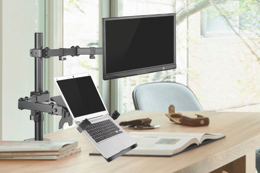 Brateck Adjustable Monitor Arm with Laptop Holder for 13-32 Screens Brateck