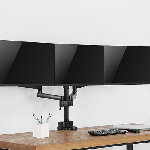LUMI Triple Monitor Arm - Desk Mount with USB & Top Fix Brateck