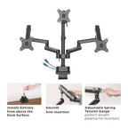 LUMI Triple Monitor Arm - Desk Mount with USB & Top Fix Brateck