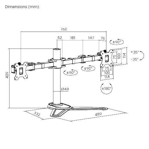 Adjustable Steel Dual Monitor Desk Mount | Ergonomic Arm Brateck