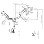 Brateck Dual Monitor Pole Mount | Gas Spring Arm for 17-32 Screens Brateck