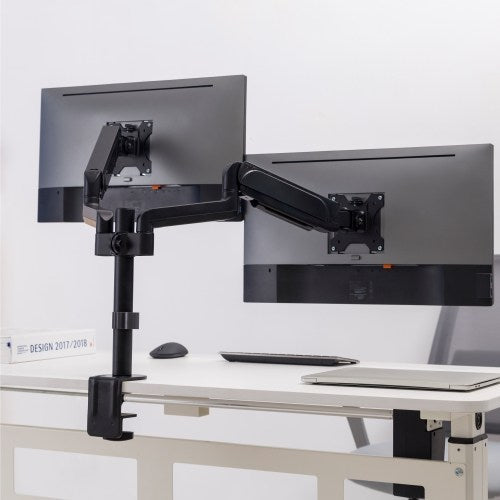Brateck Dual Monitor Pole Mount | Gas Spring Arm for 17-32 Screens Brateck