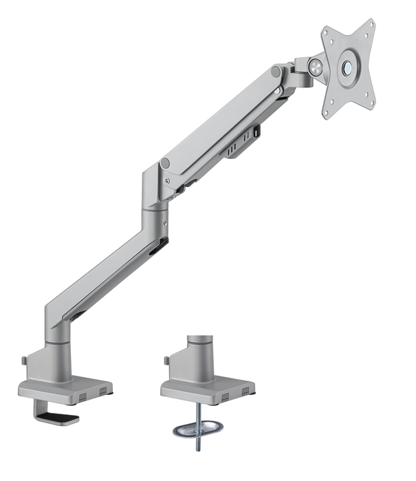 Brateck Single Gas Spring Monitor Arm for 17-32 Screens, Silver Brateck