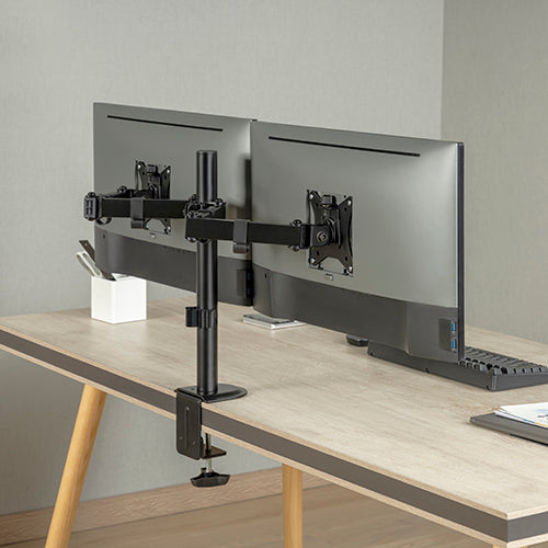 Brateck Dual-Monitor Steel Articulating Monitor Mount Fit Most 17'-32' Monitor Up to 20KG VESA 75x75 - LDT66-C024