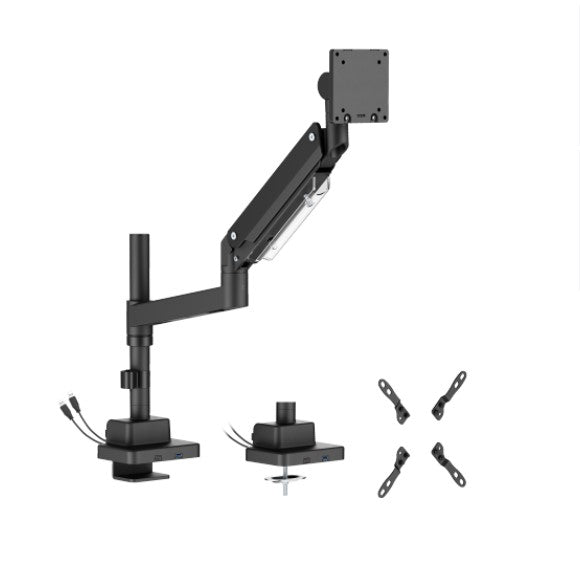 Brateck Heavy-Duty Gas Spring Monitor Arm for 57 Screens with USB Ports Brateck