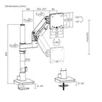 Heavy-Duty Gas Spring Pole Monitor Arm for Large 17-49 Screens Brateck