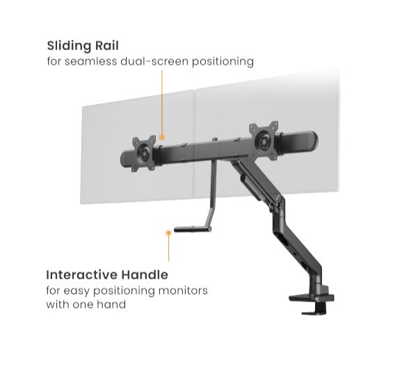 Brateck LDT81 Dual Gas Spring Monitor Arm w/ USB Ports (17-32) Brateck