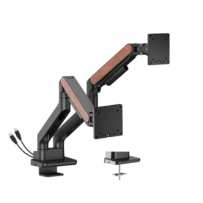 Brateck Heavy-Duty Dual Monitor Arm with USB-C - Gas Spring 17-35 Brateck