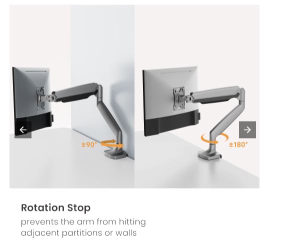 Brateck Heavy-Duty Gas Spring Single Monitor Arm - 17-45 Inch Brateck