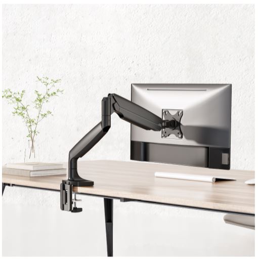 Brateck Heavy-Duty Single Monitor Arm | Gas Spring | 17-45 | Matte Black Brateck