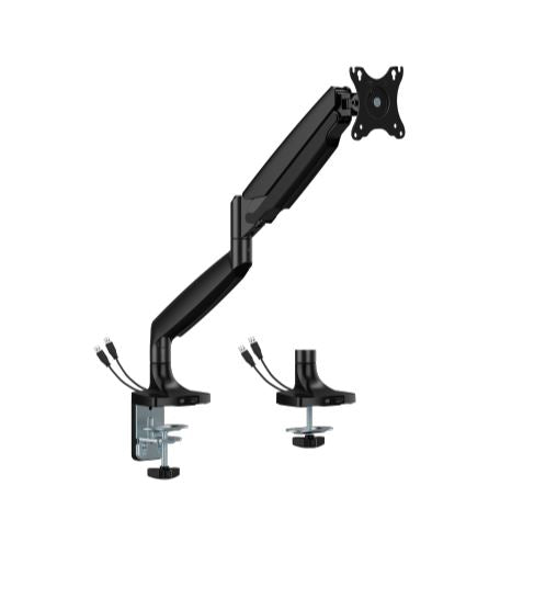 Brateck Heavy-Duty Gas Spring Single Monitor Arm with USB Ports 17-45 Brateck
