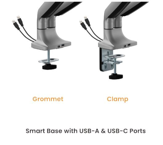 Brateck Dual Heavy-Duty Gas Spring Monitor Arm with USB (17-35) Brateck