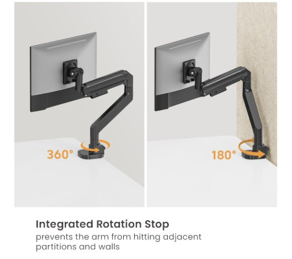 Brateck TITAN Heavy-Duty Gas Spring Monitor Arm for Large Screens, Black Brateck