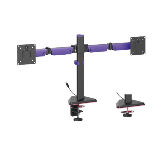 Brateck LDT89-C024L RGB Gaming Dual Monitor Arm - Matte Black Brateck