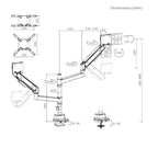 Brateck Heavy-Duty Gas Spring Dual Monitor Arm | Pole-Mounted, Large Screens Brateck