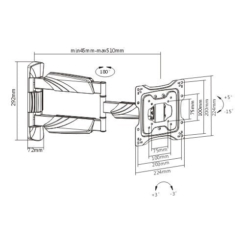 Brateck Full-Motion TV Wall Mount for 23-42 TVs | Swivel & Tilt Brateck