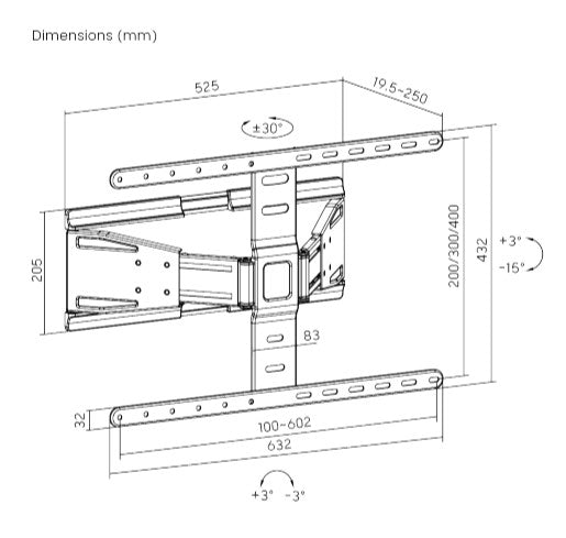 Brateck Ultra-Slim Full-Motion TV Wall Mount for 43-90 TVs (Black) Brateck