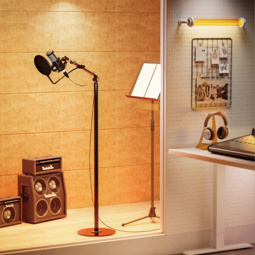 Brateck Flexible Swing-Arm Microphone Floor Stand - Black, Adjustable Boom Brateck